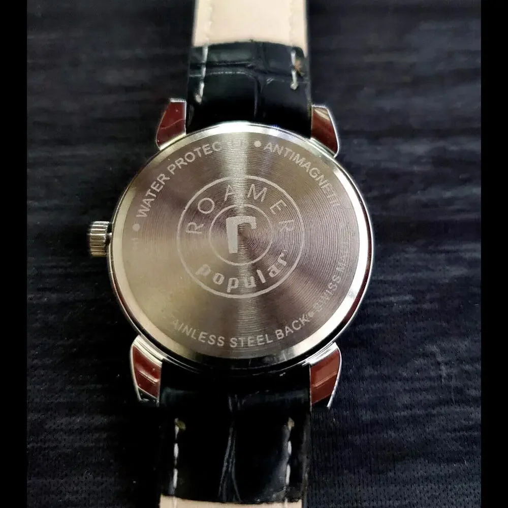 Rare Roamer Brevete Swiss Mens Manual Watch Slv Blu‎ Blk